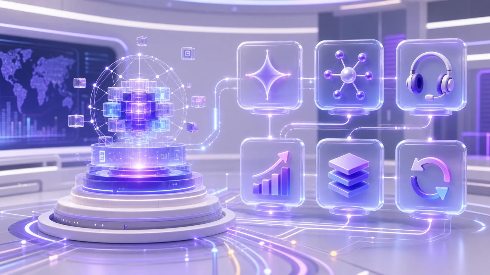 Six Manabgro partner benefits connected to a central AI growth engine
